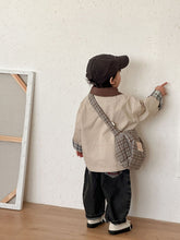 將圖片載入圖庫檢視器 CW260879SE-春秋季格子捲邊寬鬆外套
