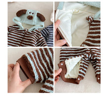 將圖片載入圖庫檢視器 ZDL5014LS冬季條紋加絨連身衣｜米粒絨爬服
