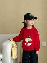 將圖片載入圖庫檢視器 DY250678SE-秋冬季聖誕雪人寬鬆落肩長袖上衣

