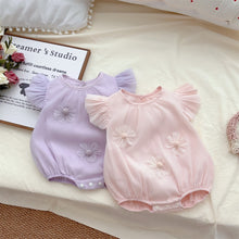 Load image into Gallery viewer, M2402491LS-Summer sweet thin version small flying sleeve chiffon flower bodysuit 
