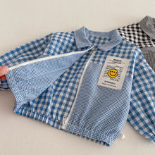 將圖片載入圖庫檢視器 ZCW6181SE-春季笑臉格紋拼接外套
