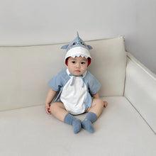 Load image into Gallery viewer, 51401LS-Summer Korean shark shape short-sleeved hooded sweater 
