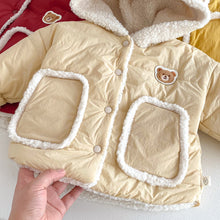 將圖片載入圖庫檢視器 ZDW5309SE-冬季小熊加絨連帽加厚棉外套

