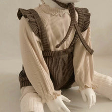 Load image into Gallery viewer, Y5404LS-Adjustable wood ear ribbed bib pants + headband + hat 
