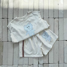 Load image into Gallery viewer, Y8516TG-Summer cute bear print cotton top + shorts set 
