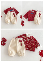 將圖片載入圖庫檢視器 ZDK5705PA-冬季喜慶中國風小馬配飾加絨長褲
