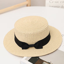 Load image into Gallery viewer, YX576AC-Summer bow flat top sun protection hat parent-child leisure straw hat 
