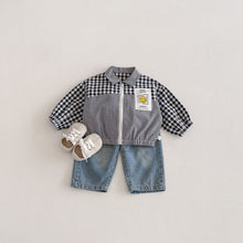 將圖片載入圖庫檢視器 ZCW6181SE-春季笑臉格紋拼接外套
