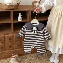 將圖片載入圖庫檢視器 ZDL5184LS-冬季條紋羊駝絨加絨連體爬服
