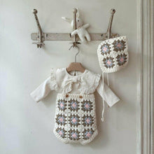 將圖片載入圖庫檢視器 MY9514LS-秋冬季韓版嬰兒復古手工勾花針織背心連身褲兩件套
