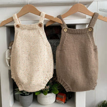 Load image into Gallery viewer, MY9404LS-Autumn and winter oatmeal color dotted sling knitted bodysuit 
