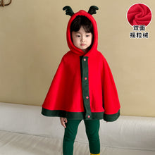 將圖片載入圖庫檢視器 DQ250657SE-秋冬季聖誕麋鹿披風連帽斗篷外套
