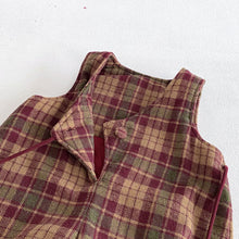 將圖片載入圖庫檢視器 ZDK5616LS-冬季格子加厚夾棉背帶連體褲&amp;針織上衣
