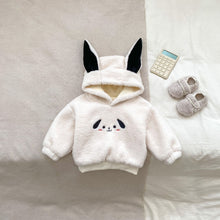 Load image into Gallery viewer, H10292TG-冬季卡通連帽加絨上衣&amp;條紋褲
