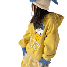 將圖片載入圖庫檢視器 2025D184TG-冬季韓版卡通鴨印花連帽加絨兩件套
