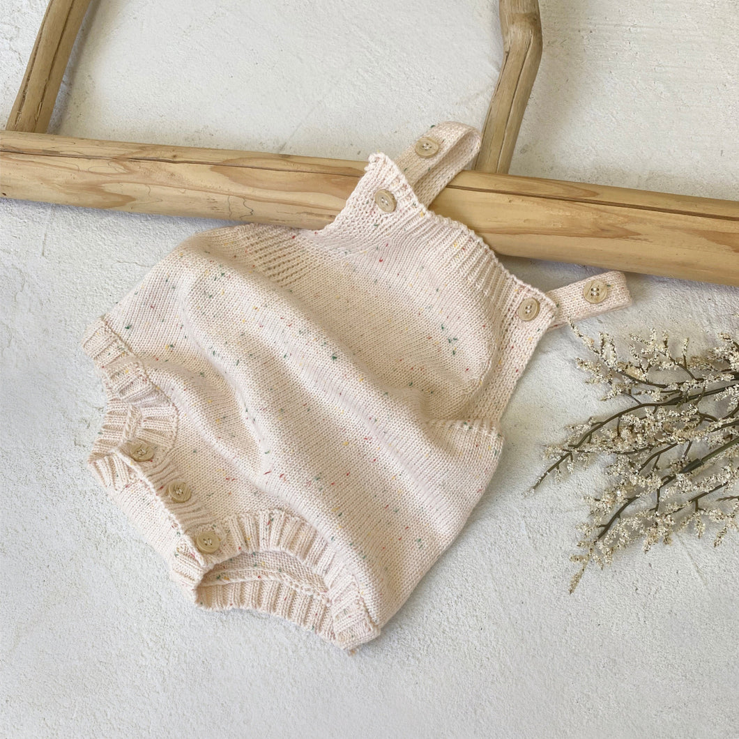 MY9404LS-Autumn and winter oatmeal color dotted sling knitted bodysuit 