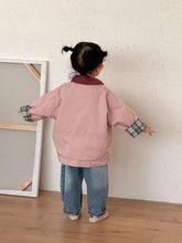 將圖片載入圖庫檢視器 CW260879SE-春秋季格子捲邊寬鬆外套
