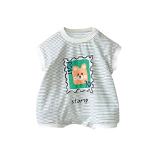 將圖片載入圖庫檢視器 2402281LS-夏季韓版卡通條紋短爬服
