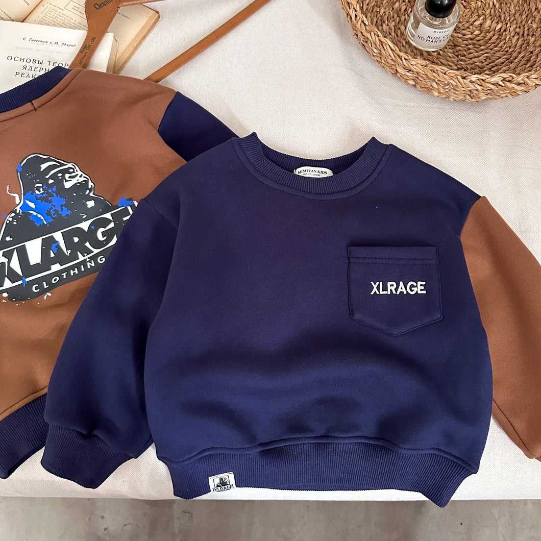 TC1583SE-Autumn and winter boys and girls thickened contrasting Japanese style stitching tops 