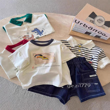 將圖片載入圖庫檢視器 61603SE-夏季兒童卡通拼色純棉半袖T
