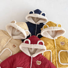 將圖片載入圖庫檢視器 ZDW5309SE-冬季小熊加絨連帽加厚棉外套
