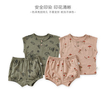 Load image into Gallery viewer, D24329TG-Summer Nordic style pure cotton sleeveless children&#39;s printed two-piece suit 
