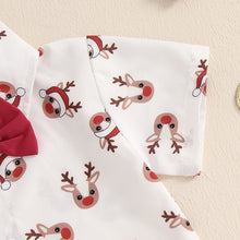 將圖片載入圖庫檢視器 JQ-1877STG-夏季聖誕麋鹿印花蝴蝶結休閒短袖兩件套裝
