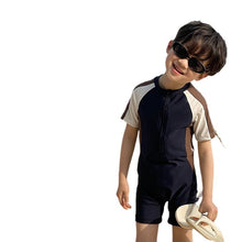 Load image into Gallery viewer, 33107LS-Summer children&#39;s short-sleeved quick-drying simple one-piece swimsuit 
