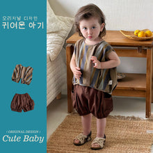 Load image into Gallery viewer, M627094TG-夏季｜棉麻條紋｜背心套裝
