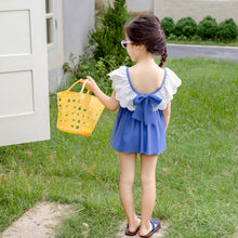 Load image into Gallery viewer, 25103LS-Summer children&#39;s back skirt one-piece swimsuit + swimming cap 
