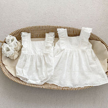 Load image into Gallery viewer, H10038DS-夏季薄款純色提花飛袖包屁衣&amp;同款連衣裙
