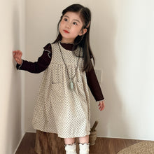 Load image into Gallery viewer, QQ250581DS-秋季女童燈芯絨圓點無袖洋裝&amp;木耳邊長袖上衣
