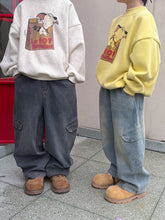 將圖片載入圖庫檢視器 2025D194PA-冬季韓版加絨口袋牛仔工裝褲
