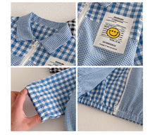 將圖片載入圖庫檢視器 ZCW6181SE-春季笑臉格紋拼接外套
