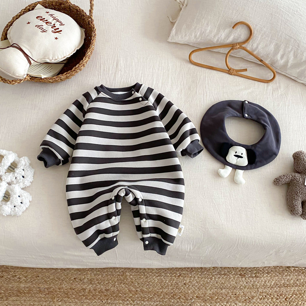 ZDL5184LS-冬季條紋羊駝絨加絨連體爬服