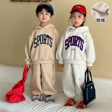 Load image into Gallery viewer, DZ250589TG-秋冬季韓版加絨連帽運動休閒兩件套裝
