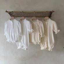 將圖片載入圖庫檢視器 Y9603LS-春夏季嬰兒蕾絲蕾絲領三粒扣包屁衣
