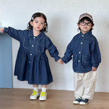 Load image into Gallery viewer, CW260700DS-春秋牛仔洋裝｜兄妹風襯衫裙
