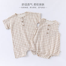 將圖片載入圖庫檢視器 D25097LS-夏季格紋無袖包屁衣
