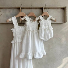 Load image into Gallery viewer, Y9550LS-Summer baby girl solid color ruffled sling princess bodysuit 
