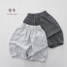 將圖片載入圖庫檢視器 26109PA-夏季｜棉麻條紋｜七分蘿蔔褲
