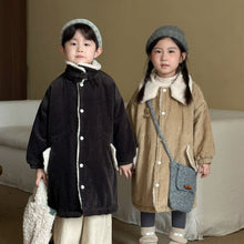 將圖片載入圖庫檢視器 DM250634SE-冬季燈芯絨毛領長版棉風衣外套
