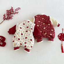 將圖片載入圖庫檢視器 ZDL5682LS-冬季嬰幼兒喜慶中國風拼色加絨連體衣
