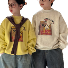 將圖片載入圖庫檢視器 2025D192SE-冬季韓版狗狗印花字母休閒加絨圓領上衣
