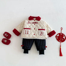 將圖片載入圖庫檢視器 ZDW5663SE-冬季刺繡年年有魚加絨棉外套
