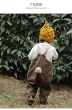 將圖片載入圖庫檢視器 D25284LS-秋冬毛呢兔尾巴吊帶保暖長褲
