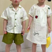 將圖片載入圖庫檢視器 XZ260959TG-夏季｜純棉短袖｜襯衫連衣裙套裝
