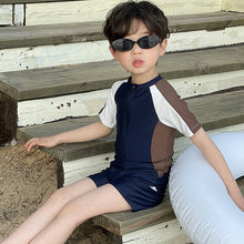 Load image into Gallery viewer, 33107LS-Summer children&#39;s short-sleeved quick-drying simple one-piece swimsuit 
