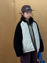 將圖片載入圖庫檢視器 2025D221SE-冬季韓版菱形壓紋拼接袖保暖外套
