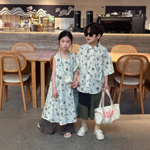 Load image into Gallery viewer, 2025X123TG-Summer Korean version of short-sleeved shirt and shorts suit for boys and girls &amp; casual vest dress 
